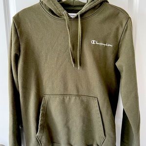 Olive green champion hoodie.
